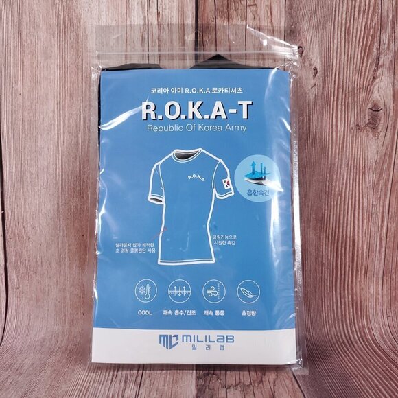 *READ* ROKA Korea Black Solid Army Short Sleeve Performance T-Shirt Tee BTS DP - Picture 4 of 10